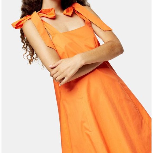 Topshop Dresses & Skirts - Topshop - Women's Orange Pinny Poplin Minidress